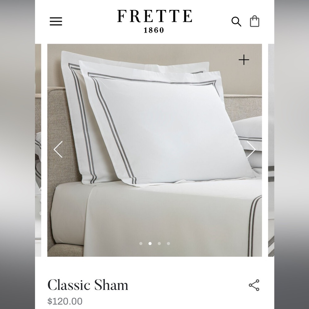Bundle of 2 Frette Sham Frette Classic sham White with Black embroidery …